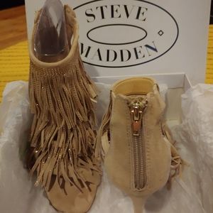 Steve Madden - Fringe open toe suede stilettos